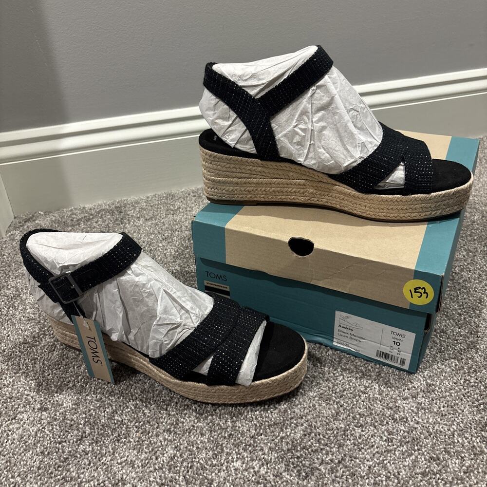 New Toms Audrey Espadrille Platform Wedge Women's Size 10